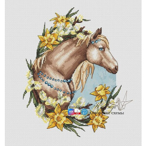 Апрель.Конь среди нарциссов